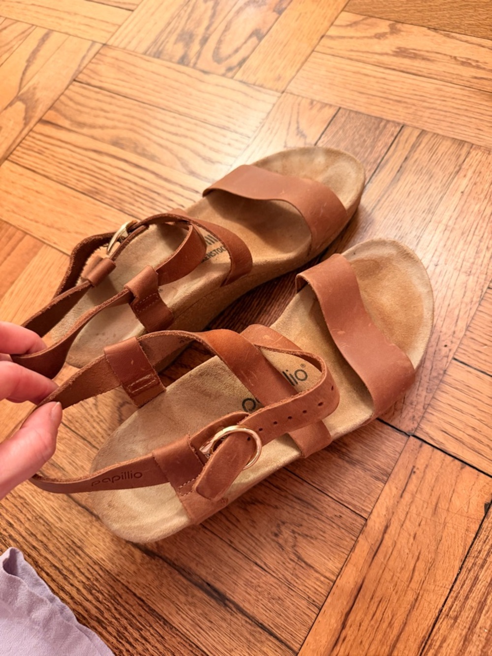 Birkenstock Beautiful Honey Leather Cork Wedge Sandals - Picture 4 of 5